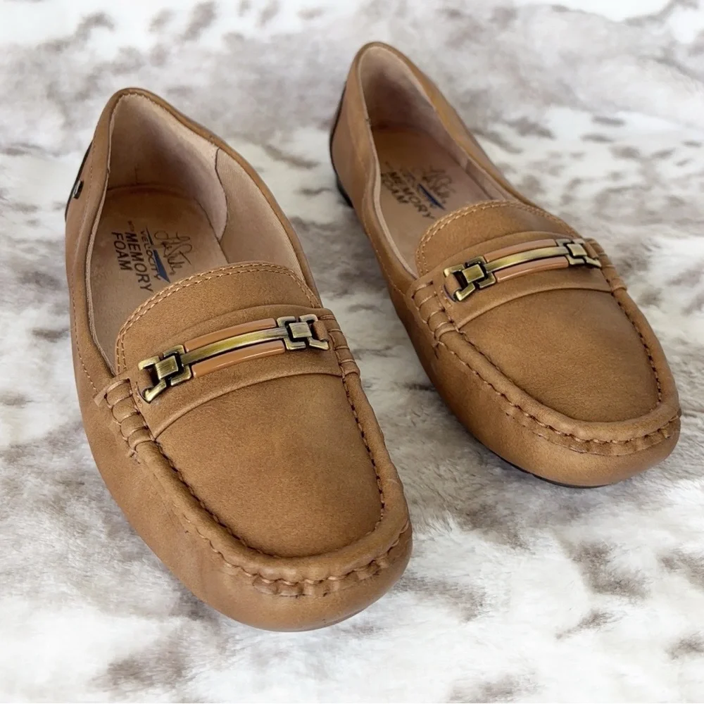 LifeStride Velocity Tan Driving Loafers Gold Bit Comfort Flats | Size 8.5M - Picture 5 of 12